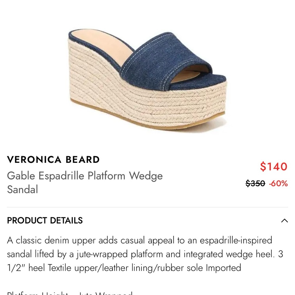 Veronica Beard Denim Espadrille Wedge Sandals